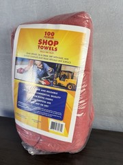 Bulk 100 Premium Red Shop Towels 12×14 Reusable Cotton Blend Industrial Cleaning
