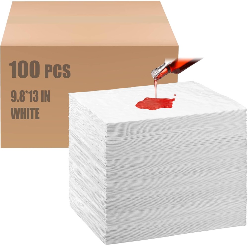 Oil Absorbent Pads for Garage, Basement & Home 100 Pcs 9.8 x 13 Inch
