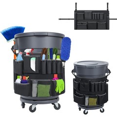 Trash Can Caddy Bags, 32-55 Gal Garbage Bin, with 13 Pockets For Brute & Uline