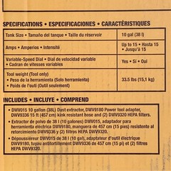 DEWALT DWV015 10-Gallon Corded Dust Extractor w/ Automatic Filter Clean