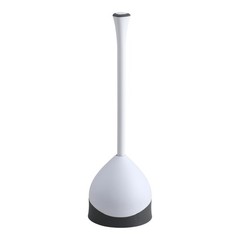 Clorox Toilet Plunger with Hideaway Holder Caddy 1-Pack, White/Grey