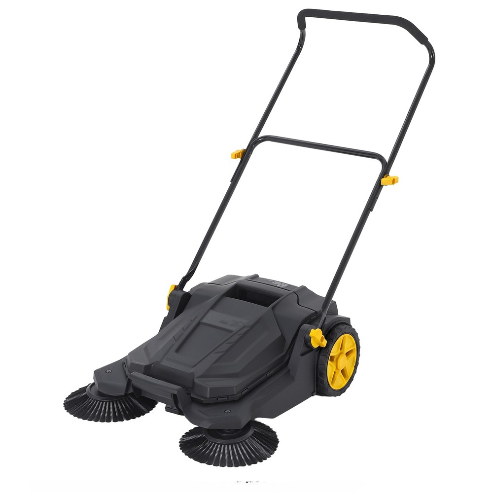 25.6 Inch Manual Push Floor Sweeper Walk-Behind Hand Push Sweeper for Patio
