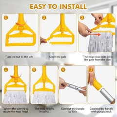 Commercial Mop Heavy Duty Industrial Mop- 3 Extra Large Cotton Looped Heads, …