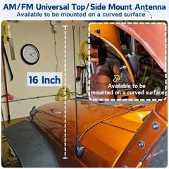 Anina 16 Inch AM/FM Universal Top/Side Mount Antenna for Vehicle Truck Boat ATV