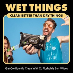 DUDE Wipes – Flushable – 3 Pack, 144 Count 48 (Pack of 3), Black