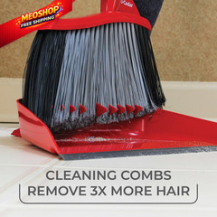 O-Cedar Pet Pro Broom with Step-On Dustpan | PowerCorner Broom, Red