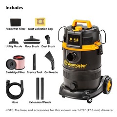 Vacmaster Professional VDK811PW 0201 8 Gallon 4.5 Peak HP Wet/Dry Vac with Self-