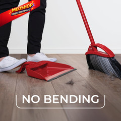 O-Cedar Pet Pro Broom with Step-On Dustpan | PowerCorner Broom, Red