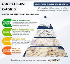 Select Quality Cleaning T-Shirt Cloth Rags, Lint Free, White, 3 lb Bag Cotton