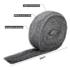 30Ft(10oz) Steel Wool Roll, Coarse Wire Fill Fabric DIY Kit, Hardware Cloth
