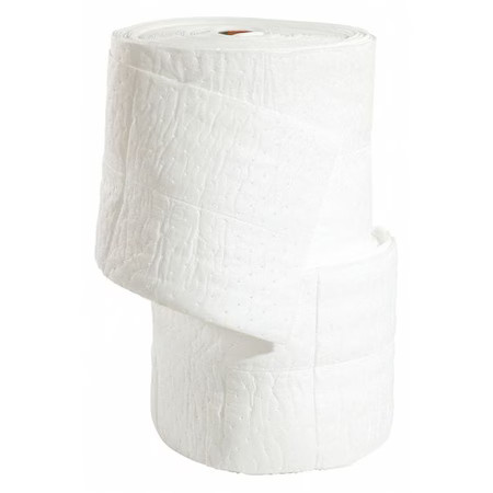 Spilltech Wrsl150h Sorbent Roll, 54 Gal, 15 In X 150 Ft, Oil, White,