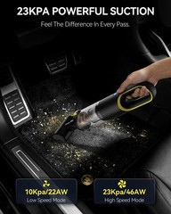 Handheld Car Vacuum Cleaner Cordless with 23000pa High Power Yellow Black