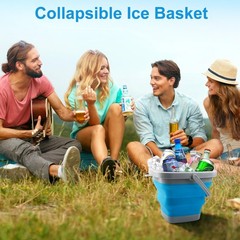 Collapsible Silicone Bucket 5L, Household Bathroom Cleaning, Blue