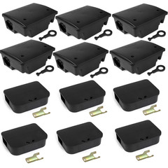12 Pack Key–Required Rat Bait Stations & Mouse – 6 Large black