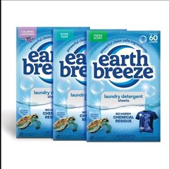 Earth Breeze Laundry Detergent Sheets Fresh, River Rain, Calming Lavender 180