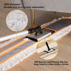 CLEANHOME 36″ Commercial Dust Mops for Floor Cleaning Heavy x 59″, Gray
