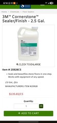 3M Cornerstone Floor Sealer/Finish 2.5 Gallons Stone Concrete MPN 25928