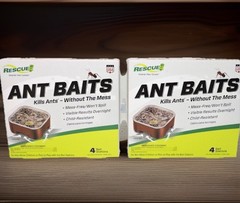 LOT OF 2 Rescue Ant Bait 4 Indoor Bait Stations Ea, 8 Total, Kills Mess Free