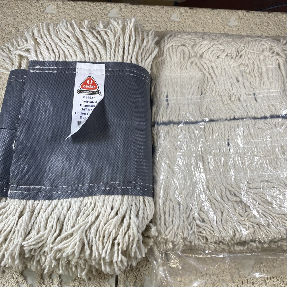 Lot Of 2 O Cedar Commercial Cotton Cut-End Dust Mop Pretreated Disposable 36”