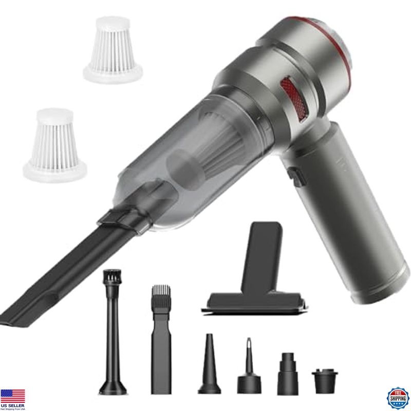 High-Power Car Vacuum Cleaner – 20000 Pa 4-in-1, 6000 mAh USB-C Rechargeable