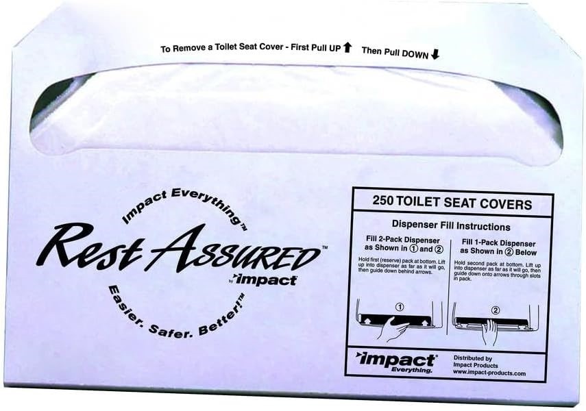 20 packs of 250 Impact Rest Assured Toilet Seat Covers, 100% Recycled, White NEW