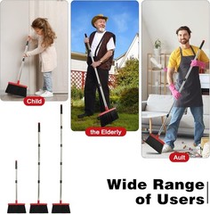 Broom and Dustpan Set for Home, with Cleaning Black With Red