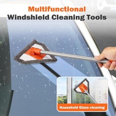 Interior Cleaner Tool – Glass Wash Brush with 2 Washable and Reusable Microfiber