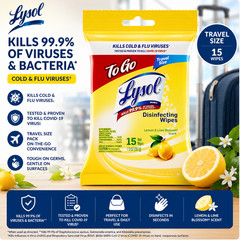 Lysol Disinfecting Wipes To Go Travel Size 15 Count Lemon Lime Blossom