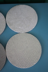 LOT OF 6 USED 3M TRIZACT DIAMOND HX DISCS 5″ RED MEDIUM & GOLD FLOOR POLISHING