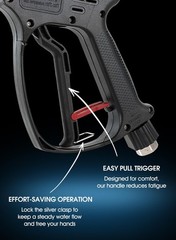 Short Pressure Washer Gun, 5000 PSI Max Swivel High Black