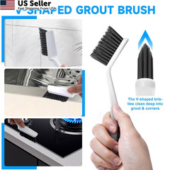 14Pcs Crevice Cleaning Brush Set, V Shape Grout Cleaner for Deep Black