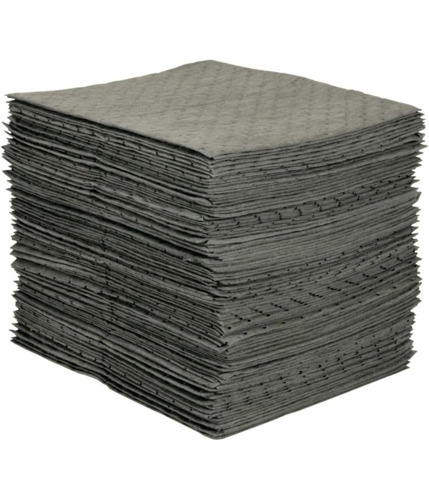 Brady Mro100 Sorbent Pad, 26 Gal, 15 In X 19 In, Universal, Gray, 100 Pk