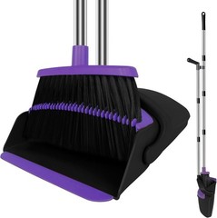 Broom and Dustpan Set, Upright Purple with 1 Count (Pack of 1),