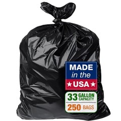Maximite Contractor Trash 33 Gallon 2.5 Mil 250 Count Bulk Heavy-Duty Black