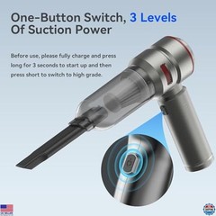 High-Power Car Vacuum Cleaner – 20000 Pa 4-in-1, 6000 mAh USB-C Rechargeable
