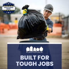 Plasticplace Contractor Trash Bags 42 Gallon 4.0 Mil Black Heavy Duty Garbage