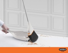 Superio Angle Broom Clip-On Dustpan Set Angle Shape To Reach Narrow Spaces.