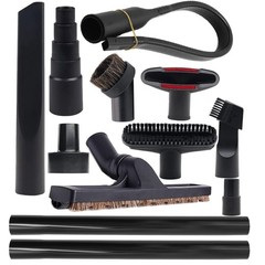 12 Pcs Vacuum Attachments Kit, Universal 2 1/2″ 1 7/8″ 1 3/8″ 12 Pack, Black