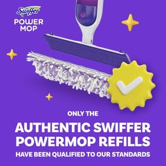 Swiffer PowerMop Multi-Surface Mopping Pad Refills, 11 Count, White/Purple