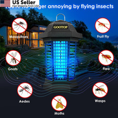 GOOTOP Bug Zapper Outdoor, Mosquito Zapper, 3 Prong Plug in Large, BLACK
