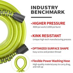 POHIR Pressure Washer Gun and Hose 3600 PSI, Pressure Washer Hose 50ft and Gu…