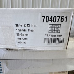 55 Gallon Clear Trash Can Liners 36×43 in 1.50 Mil 100/Case H7243AC