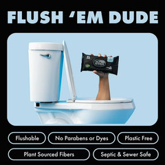 DUDE Wipes Fragrance Free Plus Odor Control, XL Wet Wipes, 48 Count, 5 Pack