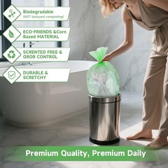 2-Gallon Green Small Garbage Bags – Compostable Mini Trash Bag 100 Count Unsc…
