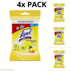 Free Shipping Lysol To Go Disinfecting Wipes Lemon Lime Scent 15 Ct. (4xPack)