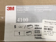 3M 4100 White Super Polish Pads 1” 5pk New Tennant Floor Rotary Cleaning Machine