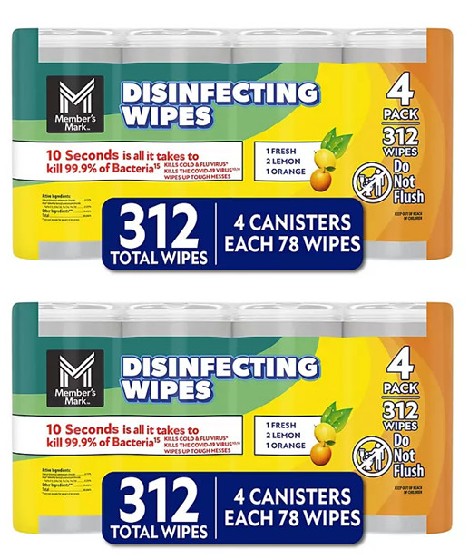 2 pack Member’s Mark Disinfecting Wipes, Variety Pack, 4 pk., 312 ct.