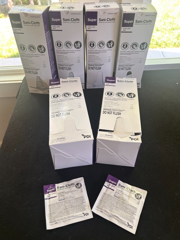 300 PDI Super Sani Cloth X-Large Germicidal 6x 50 Individual Wipes 11.5×11.75″