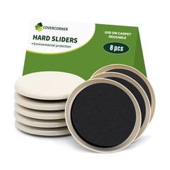 COVERCORNER Furniture Sliders for Carpet 8 PCS 3 1/2 inch Beige, Beige+black