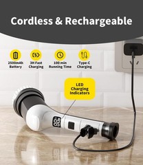 Electric Spin Scrubber, Cordless Household Cleaning Brush with 6 Black